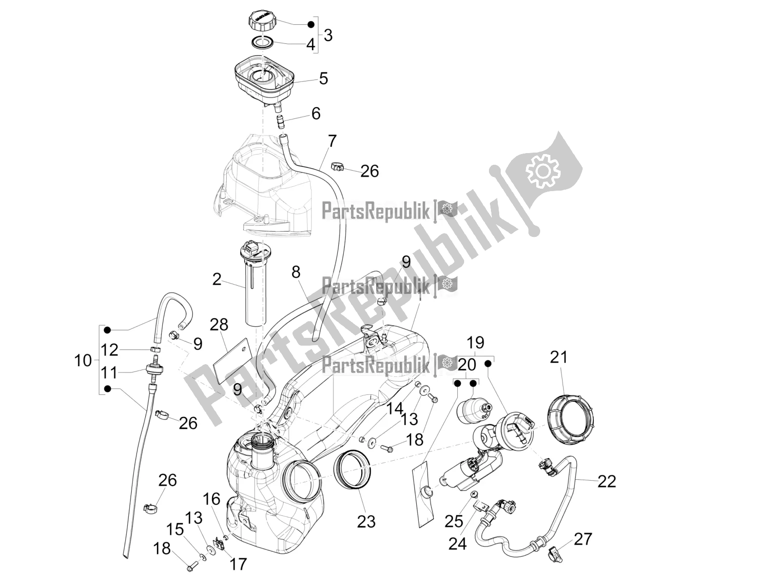 Toutes les pièces pour le Réservoir D'essence du Piaggio Liberty 150 Iget ABS 2018