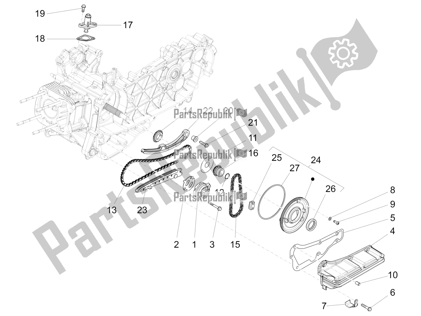 Toutes les pièces pour le La Pompe à Huile du Piaggio Liberty 150 Iget ABS 2018