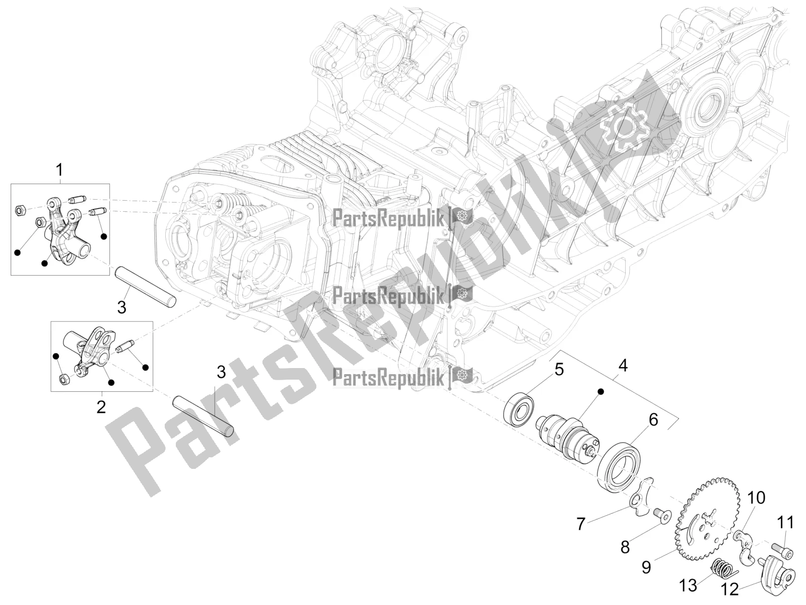 Toutes les pièces pour le Leviers à Bascule Support Unité du Piaggio Liberty 150 Iget ABS 2018