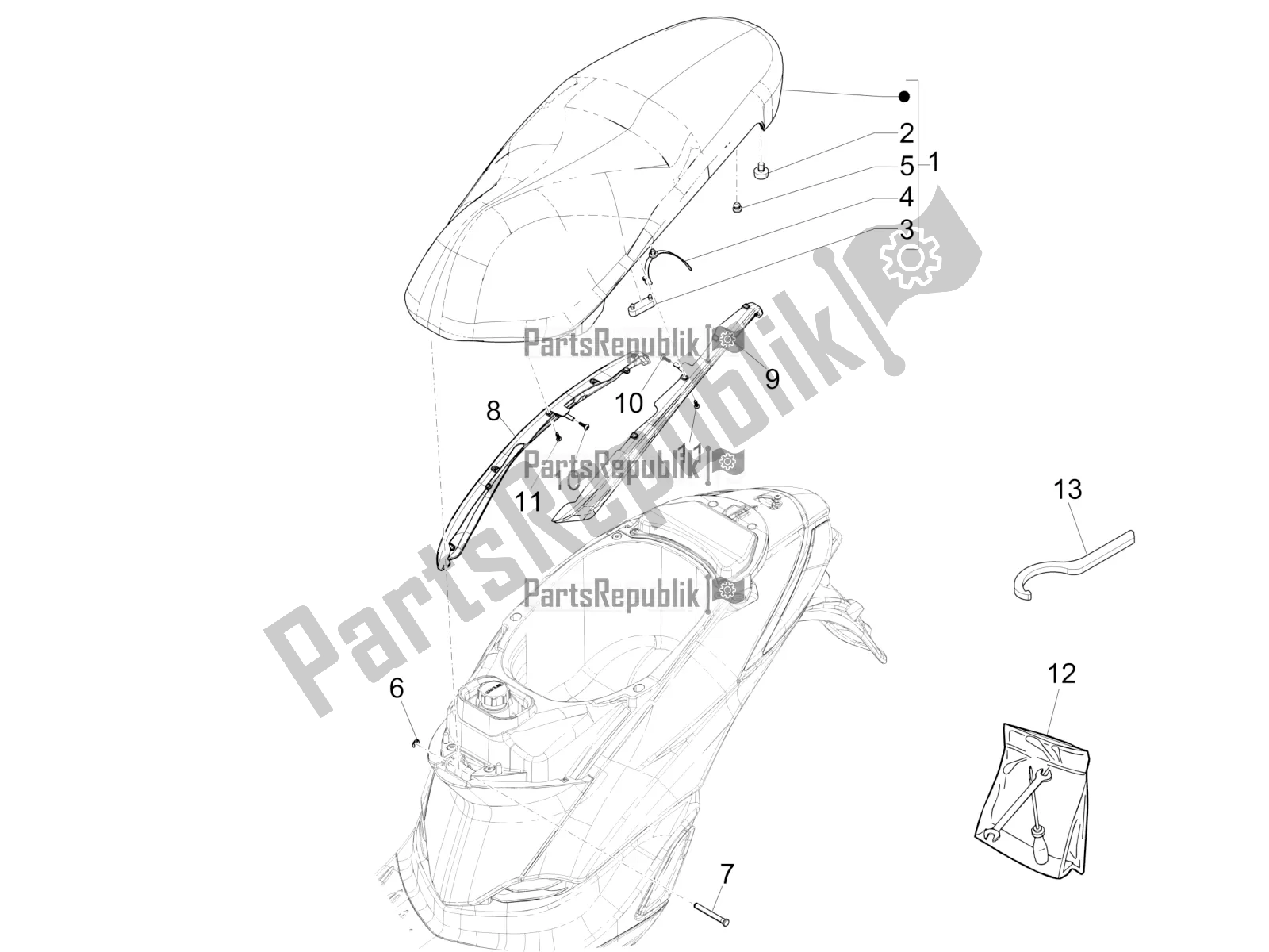 Toutes les pièces pour le Selle / Sièges du Piaggio Liberty 150 Iget ABS 2018