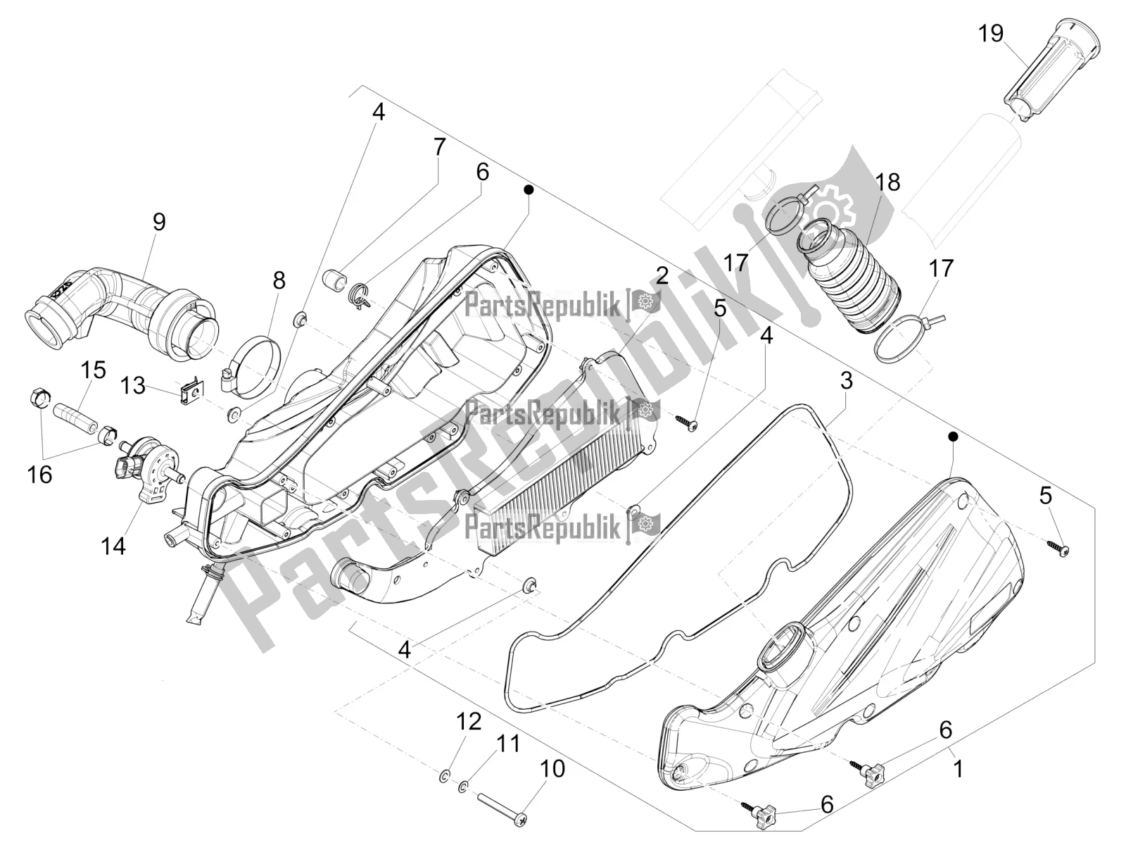 Toutes les pièces pour le Filtre à Air du Piaggio Liberty 150 Iget ABS 2019