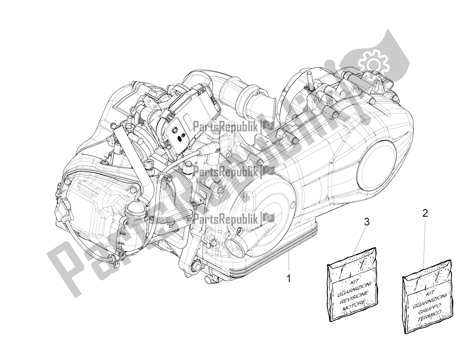 Toutes les pièces pour le Moteur, Assemblage du Piaggio Liberty 150 Iget ABS 2019