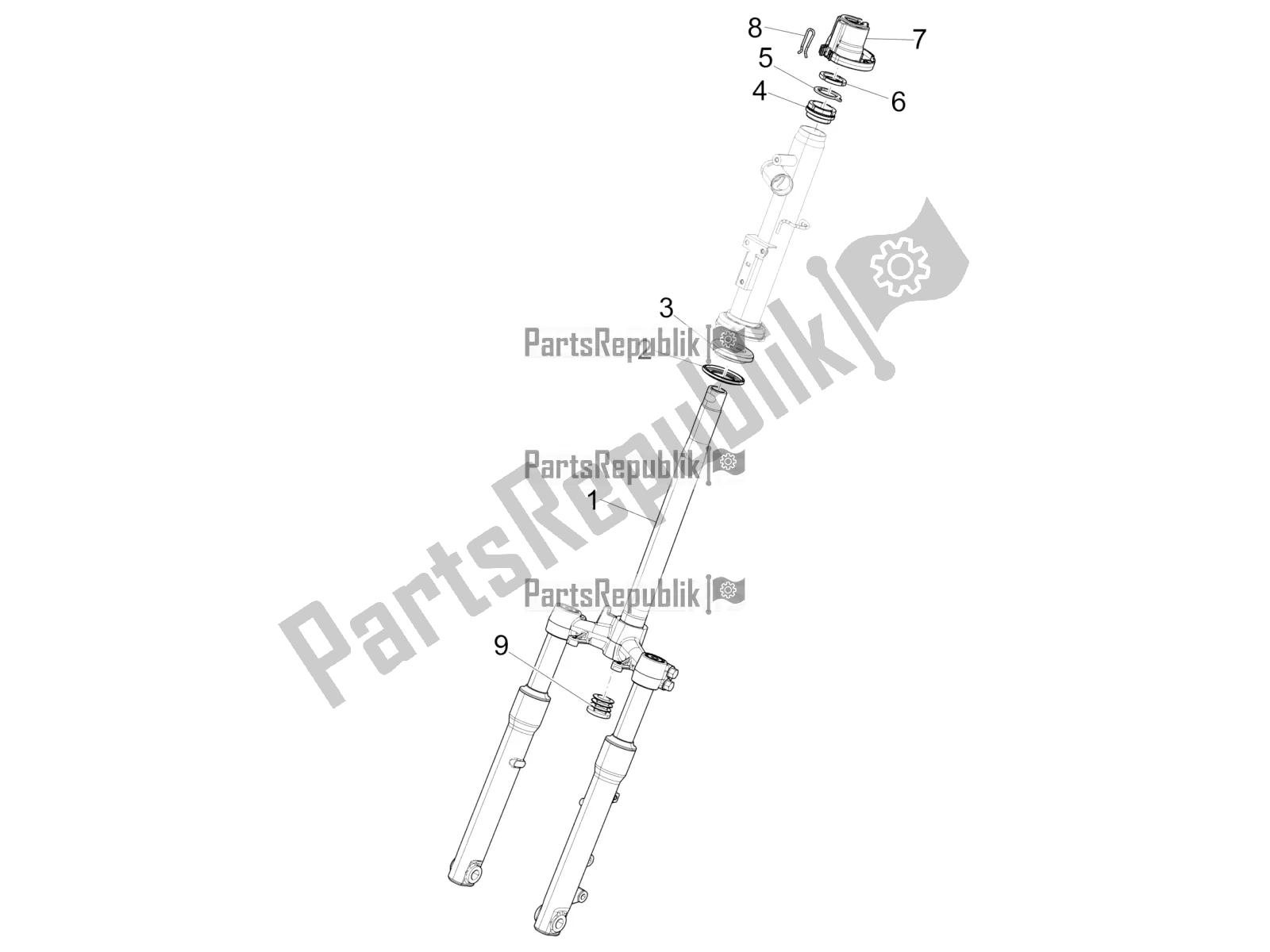 Toutes les pièces pour le Fourche / Tube De Direction - Palier De Direction du Piaggio Liberty 150 Iget ABS 2019