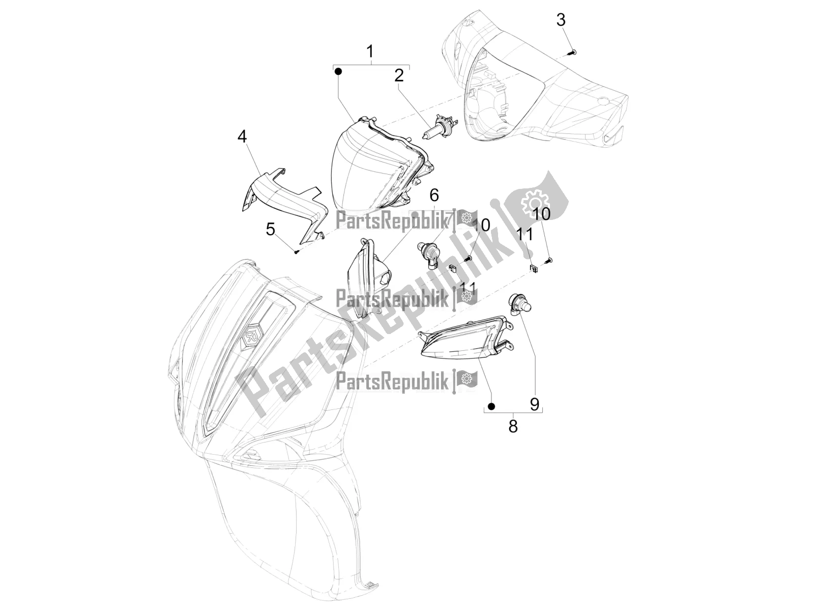 Toutes les pièces pour le Phares Avant - Clignotants du Piaggio Liberty 150 Iget ABS 2019