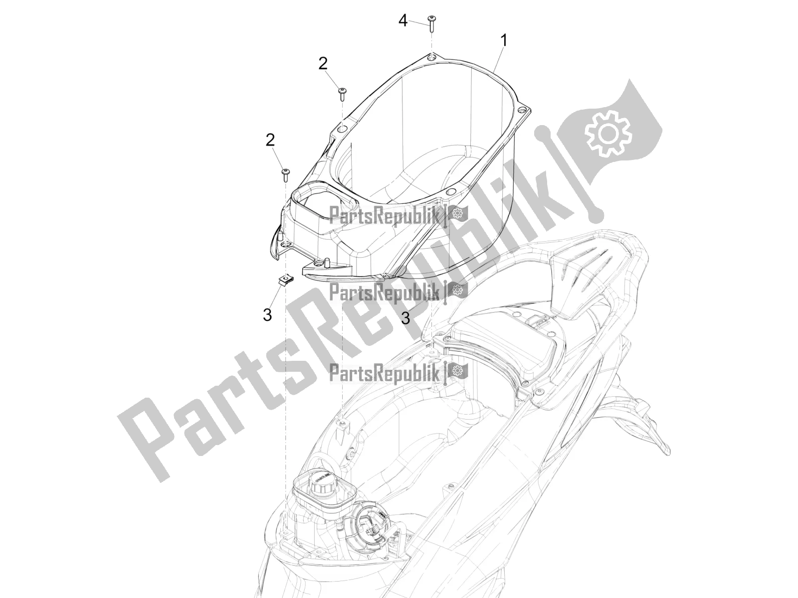 Toutes les pièces pour le Logement De Casque - Sous La Selle du Piaggio Liberty 150 Iget ABS 2019