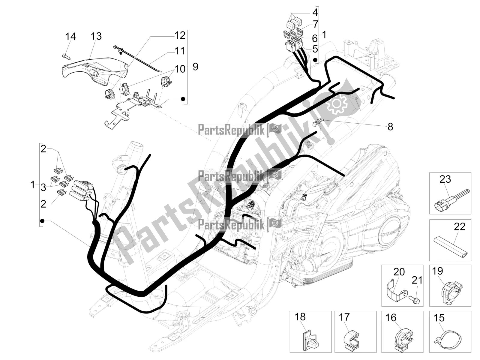 Toutes les pièces pour le Faisceau De Câbles Principal du Piaggio Liberty 150 Iget ABS 2019