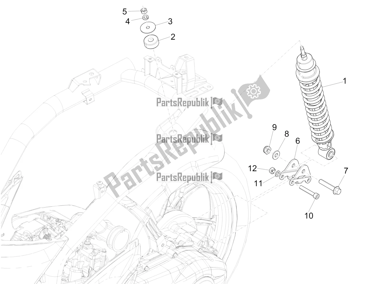 Toutes les pièces pour le Suspension Arrière - Amortisseur / S du Piaggio Liberty 150 Iget ABS 2019