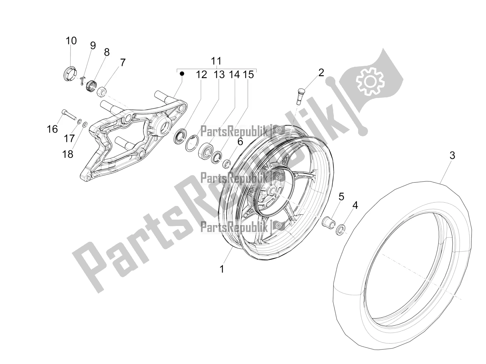 Toutes les pièces pour le Roue Arrière du Piaggio Liberty 150 Iget ABS 2019