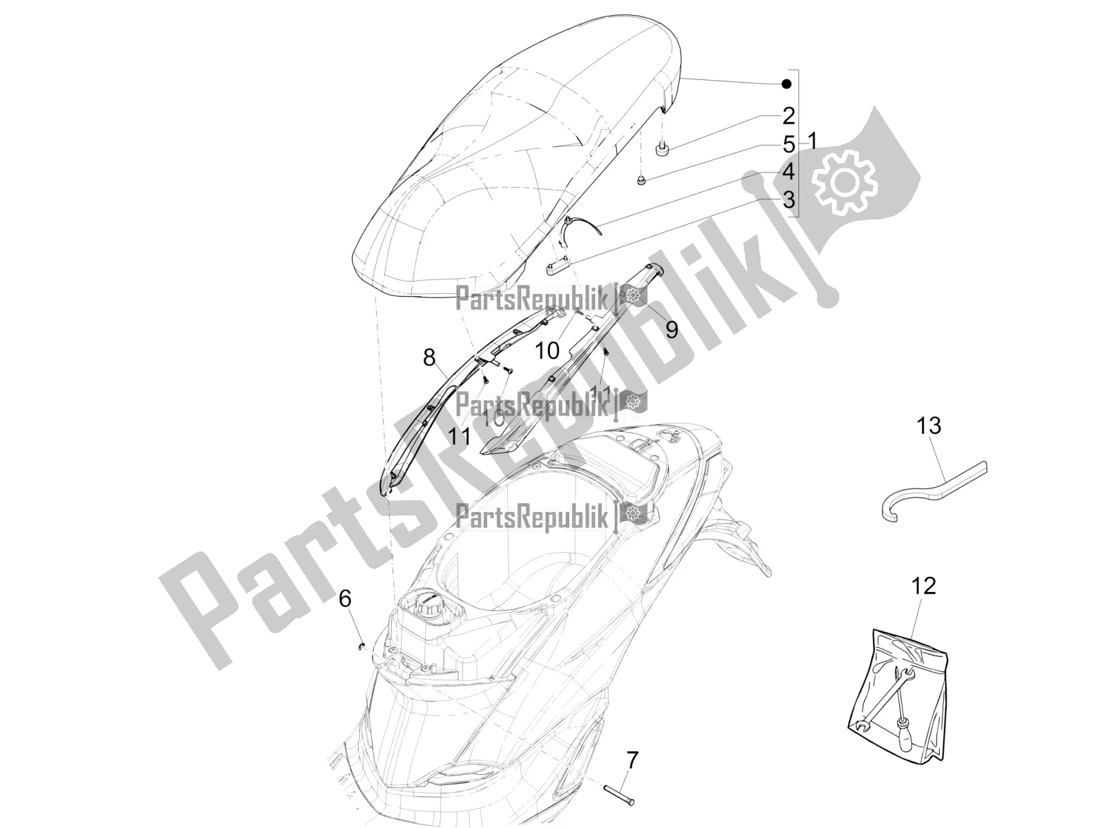 All parts for the Saddle/seats of the Piaggio Liberty 150 Iget ABS 2019