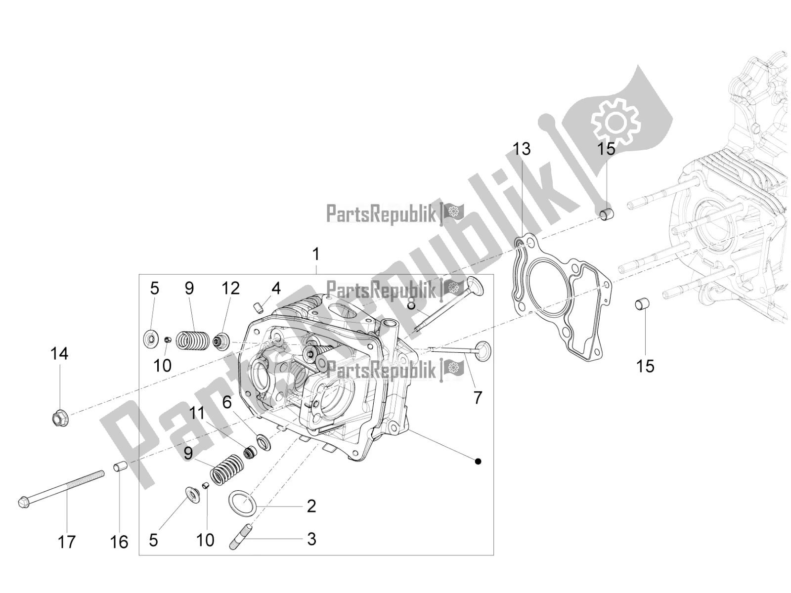 All parts for the Cylinder Head Unit - Valve of the Piaggio Liberty 150 Iget ABS Apac 2016