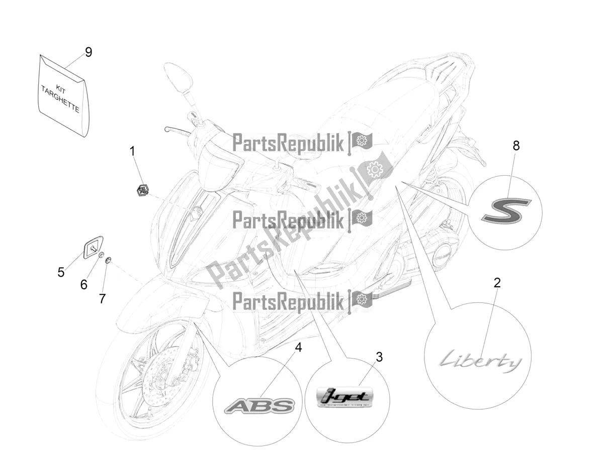 Tutte le parti per il Piatti - Emblemi del Piaggio Liberty 150 Iget ABS Apac 2016