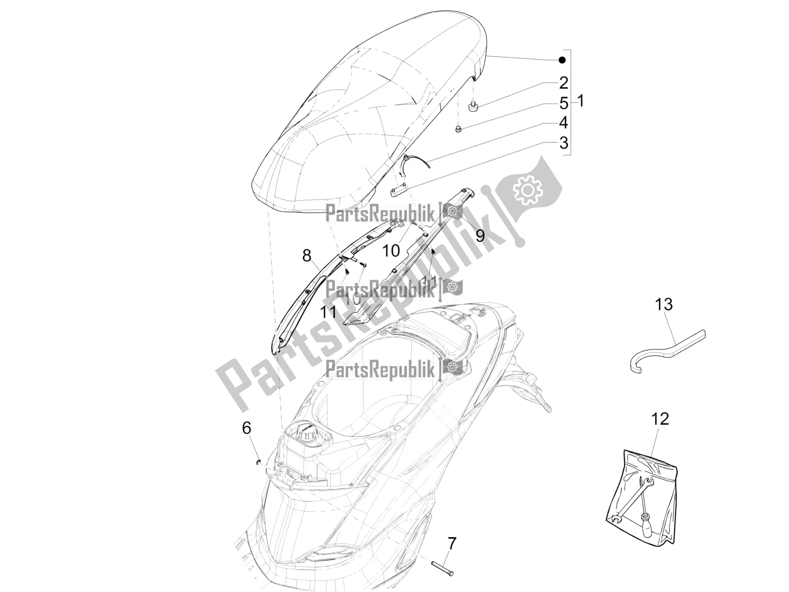 Toutes les pièces pour le Selle / Sièges du Piaggio Liberty 150 Iget ABS Apac 2016