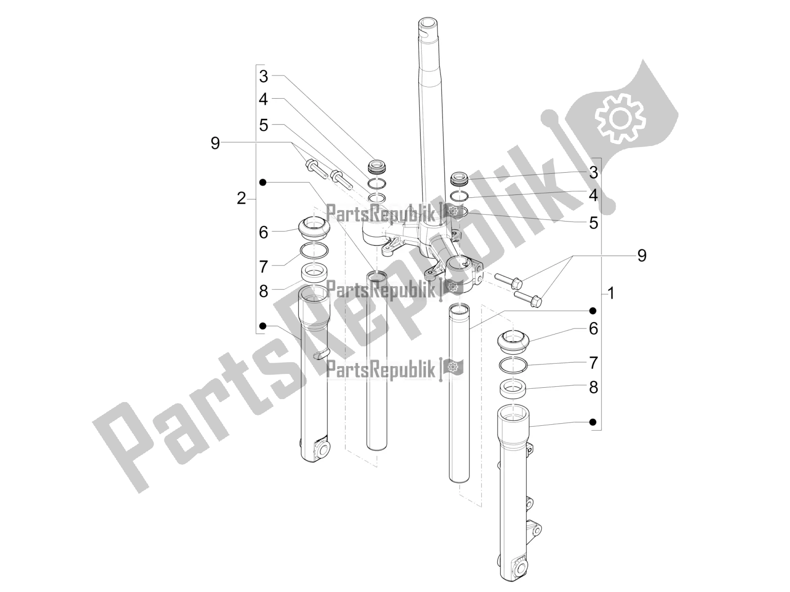 Toutes les pièces pour le Composants De La Fourche (wuxi Top) du Piaggio Liberty 150 Iget ABS Apac 2017