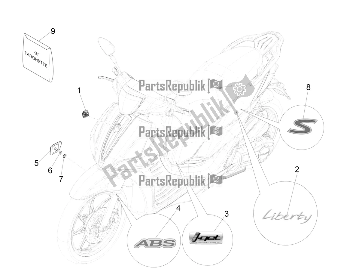 Toutes les pièces pour le Plaques - Emblèmes du Piaggio Liberty 150 Iget ABS Apac 2017