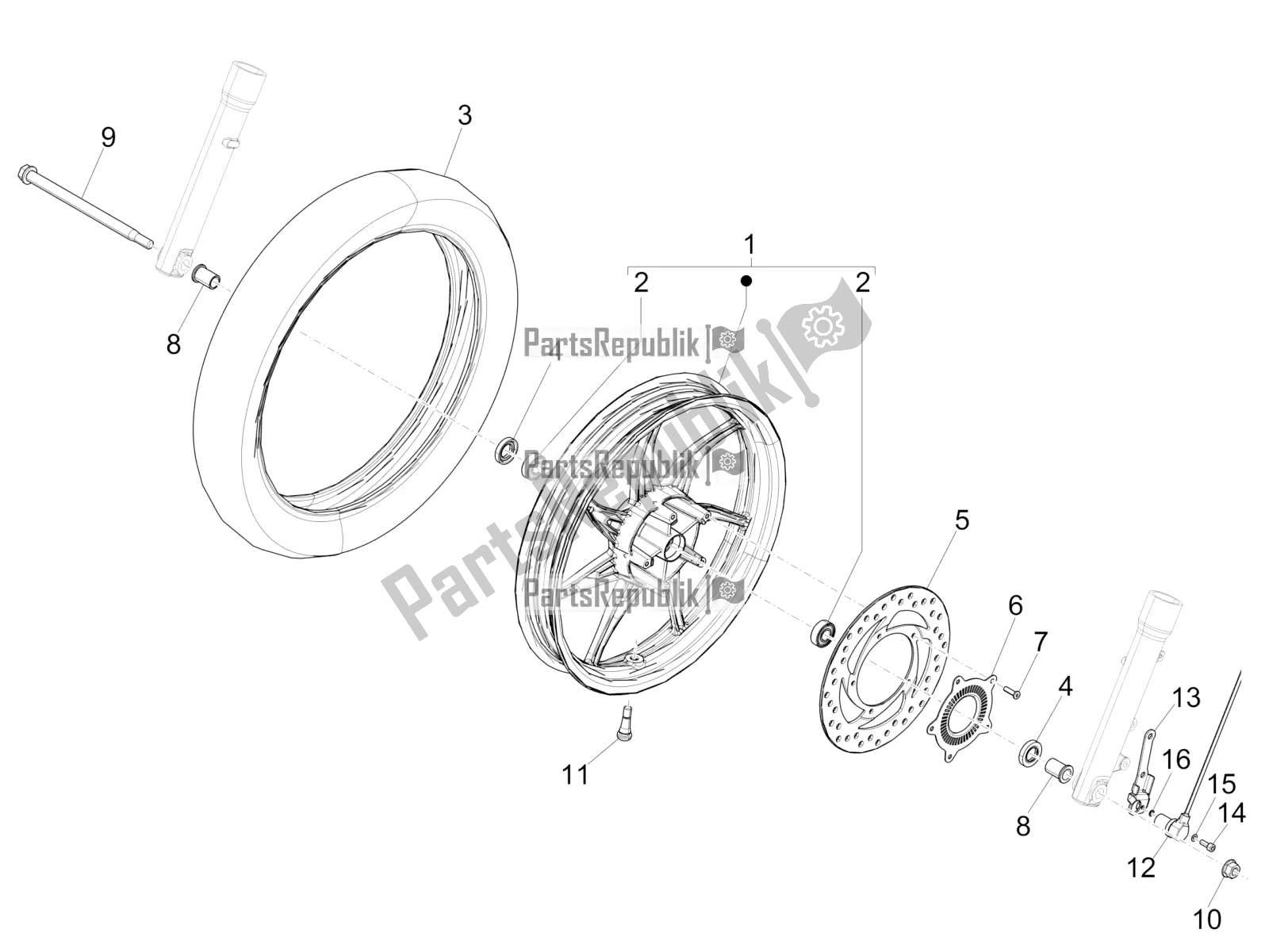 Toutes les pièces pour le Roue Avant du Piaggio Liberty 150 Iget ABS Apac 2018