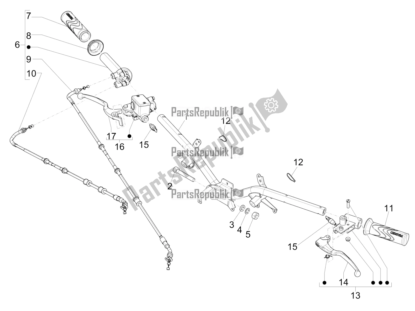 Toutes les pièces pour le Guidon - Master Cil. Du Piaggio Liberty 150 Iget ABS Apac 2018