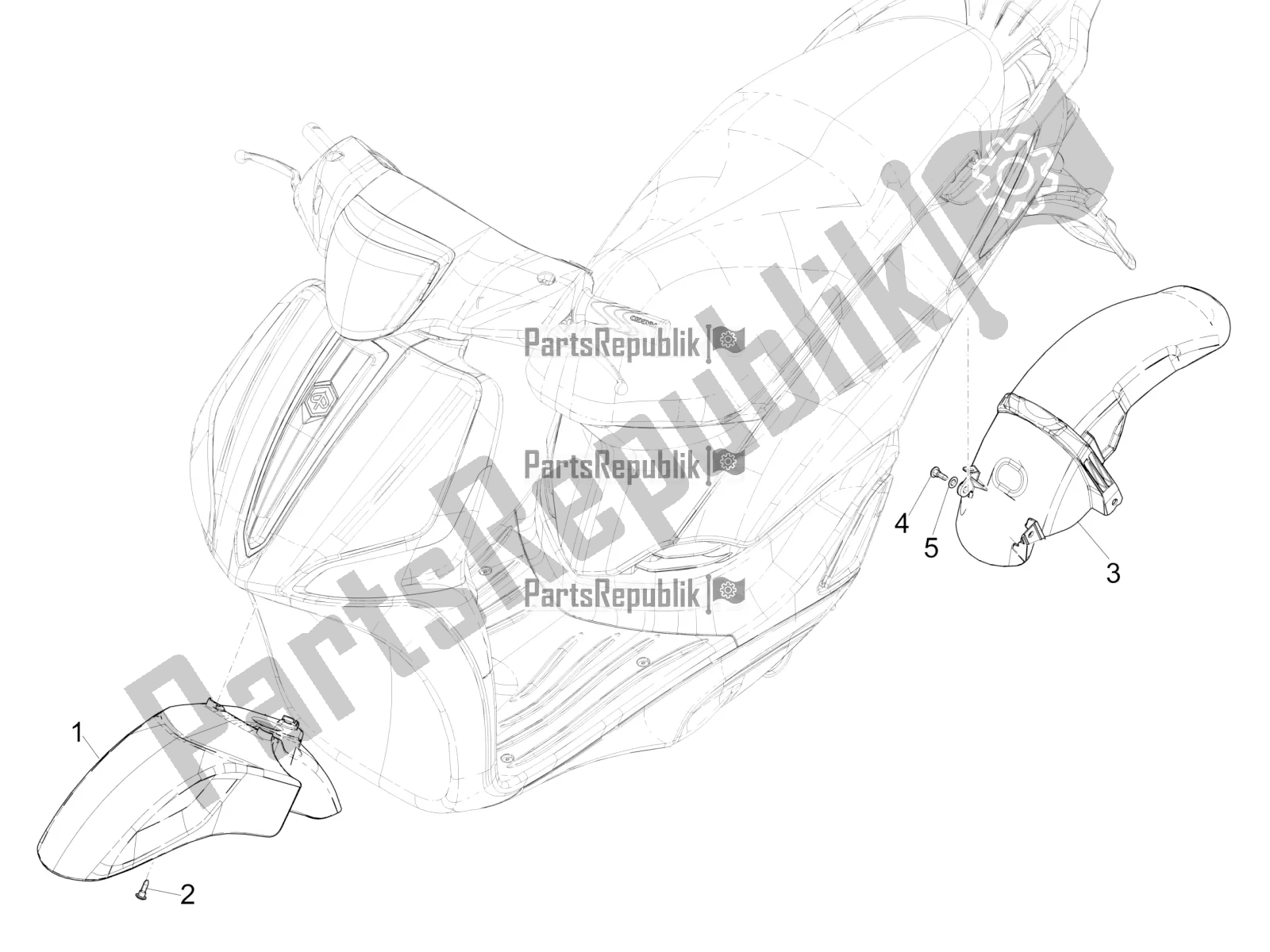 Tutte le parti per il Passaruota - Parafango del Piaggio Liberty 150 Iget ABS Apac 2018