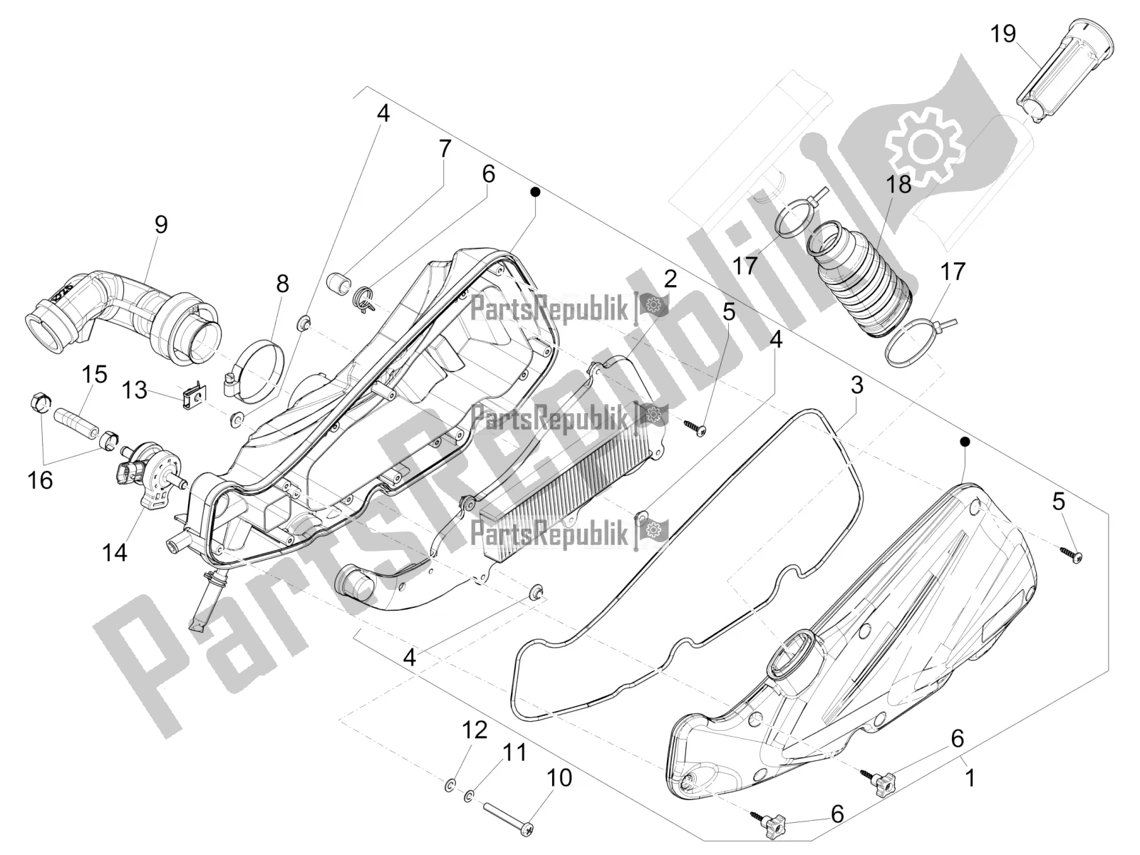 Tutte le parti per il Filtro Dell'aria del Piaggio Liberty 150 Iget ABS Apac 2019