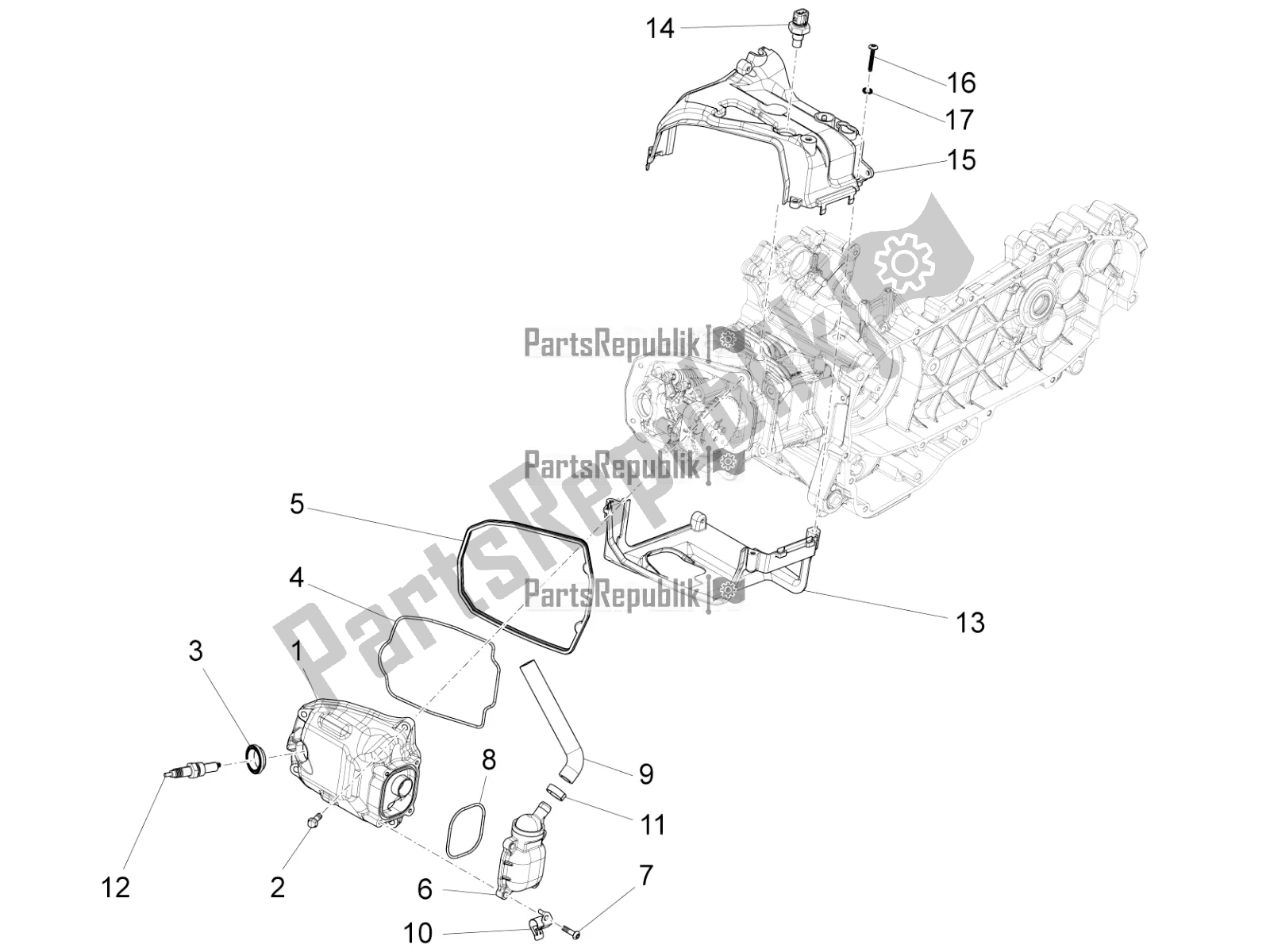 All parts for the Cylinder Head Cover of the Piaggio Liberty 150 Iget ABS Apac 2019