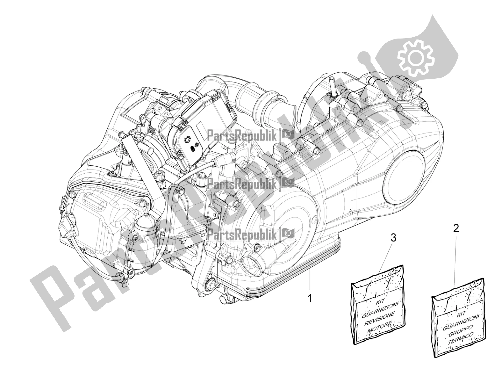 Alle onderdelen voor de Motor Assemblage van de Piaggio Liberty 150 Iget ABS Apac 2019