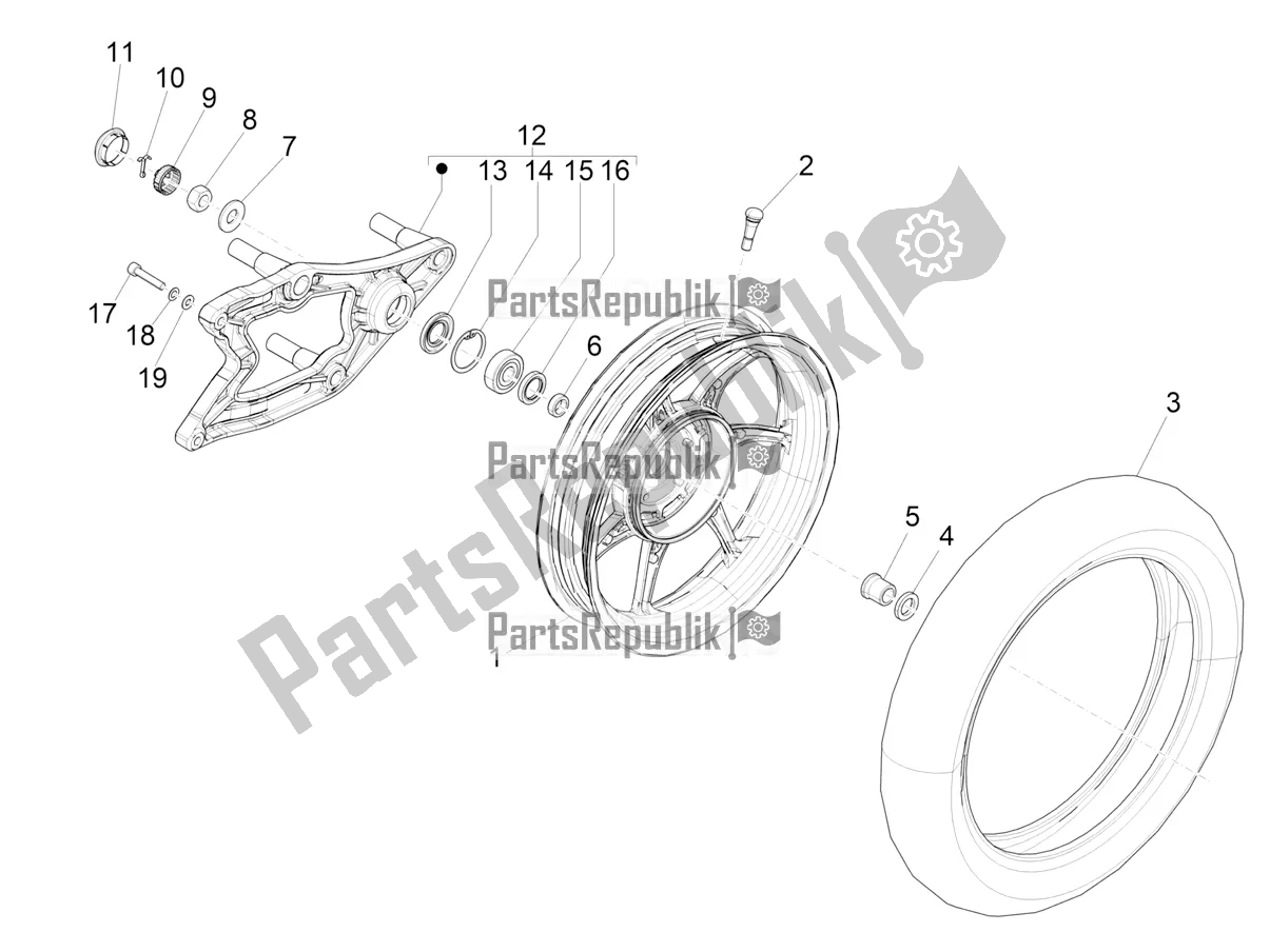 All parts for the Rear Wheel of the Piaggio Liberty 150 Iget ABS Apac 2019