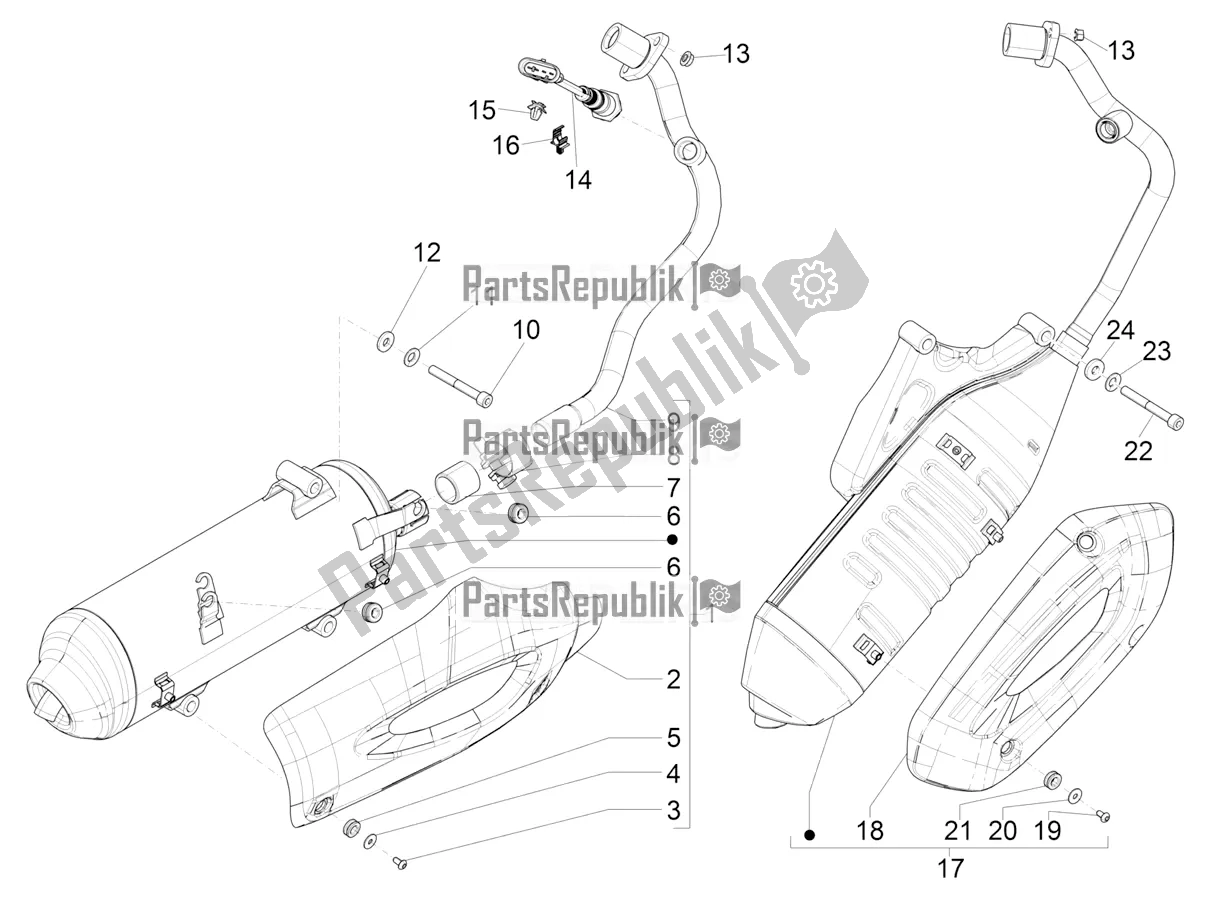 All parts for the Silencer of the Piaggio Liberty 150 Iget ABS Apac 2019