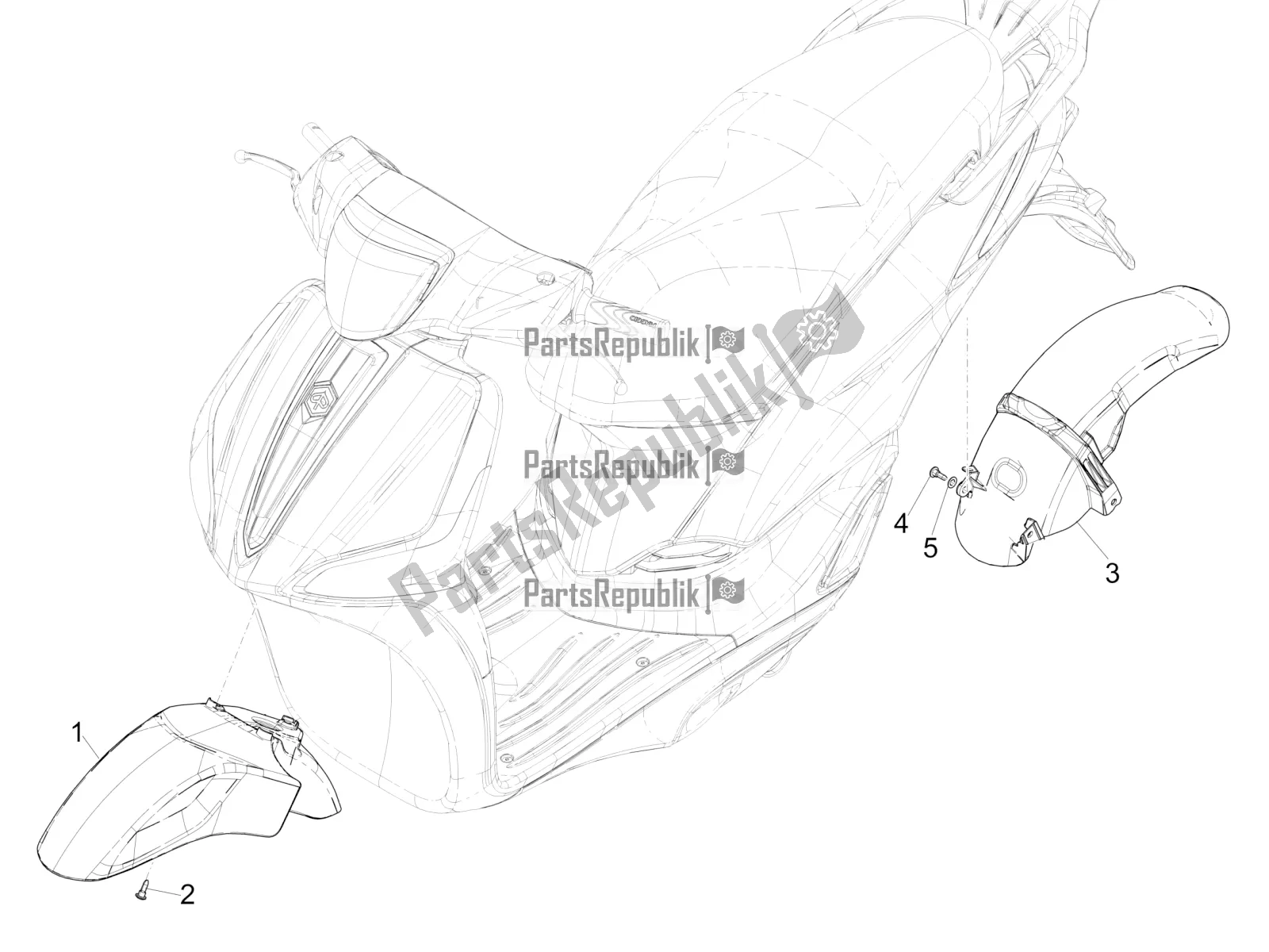 Toutes les pièces pour le Logement De Roue - Garde-boue du Piaggio Liberty 150 Iget ABS Apac 2019