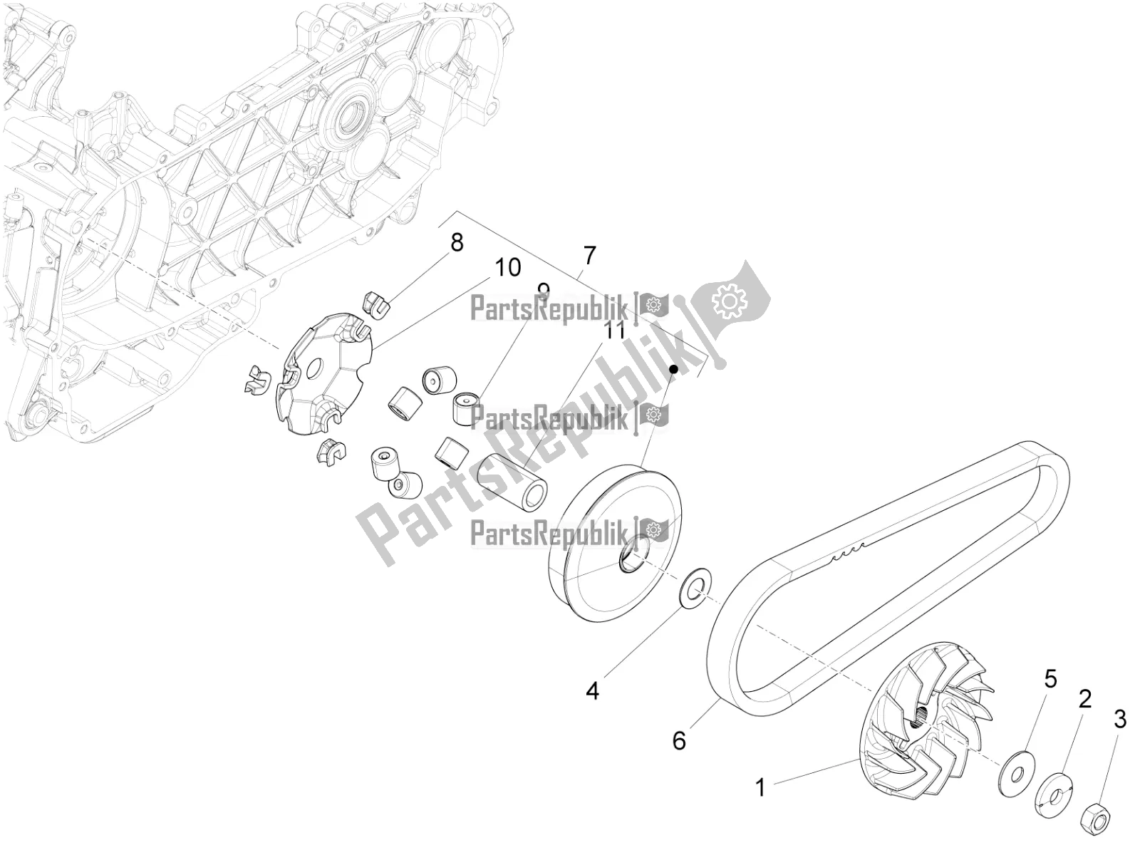 Toutes les pièces pour le Poulie Motrice du Piaggio Liberty 150 Iget ABS Apac 2020