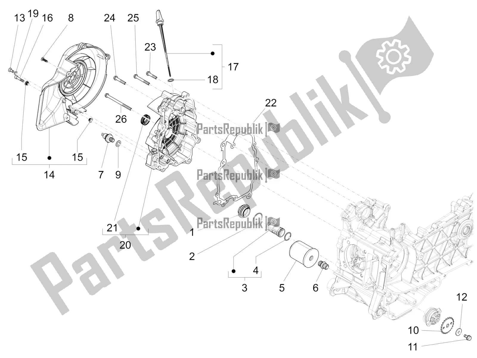 Toutes les pièces pour le Couvercle Magnéto Volant - Filtre à Huile du Piaggio Liberty 150 Iget ABS Apac 2020