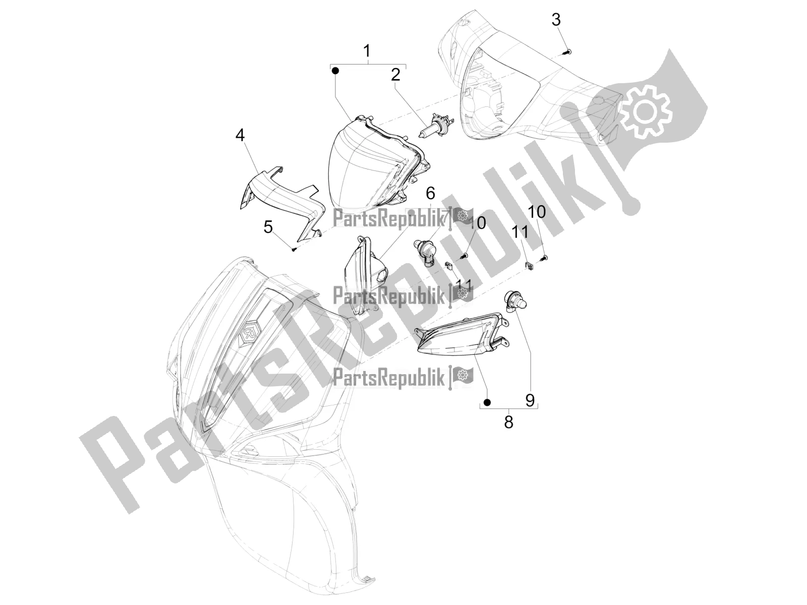 All parts for the Front Headlamps - Turn Signal Lamps of the Piaggio Liberty 150 Iget ABS Apac 2020