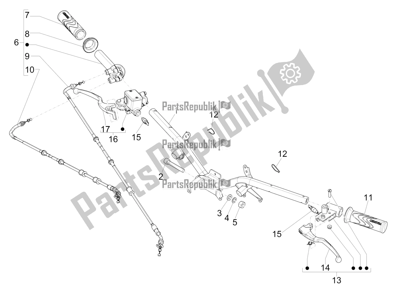 All parts for the Handlebars - Master Cil. Of the Piaggio Liberty 150 Iget ABS Apac 2020