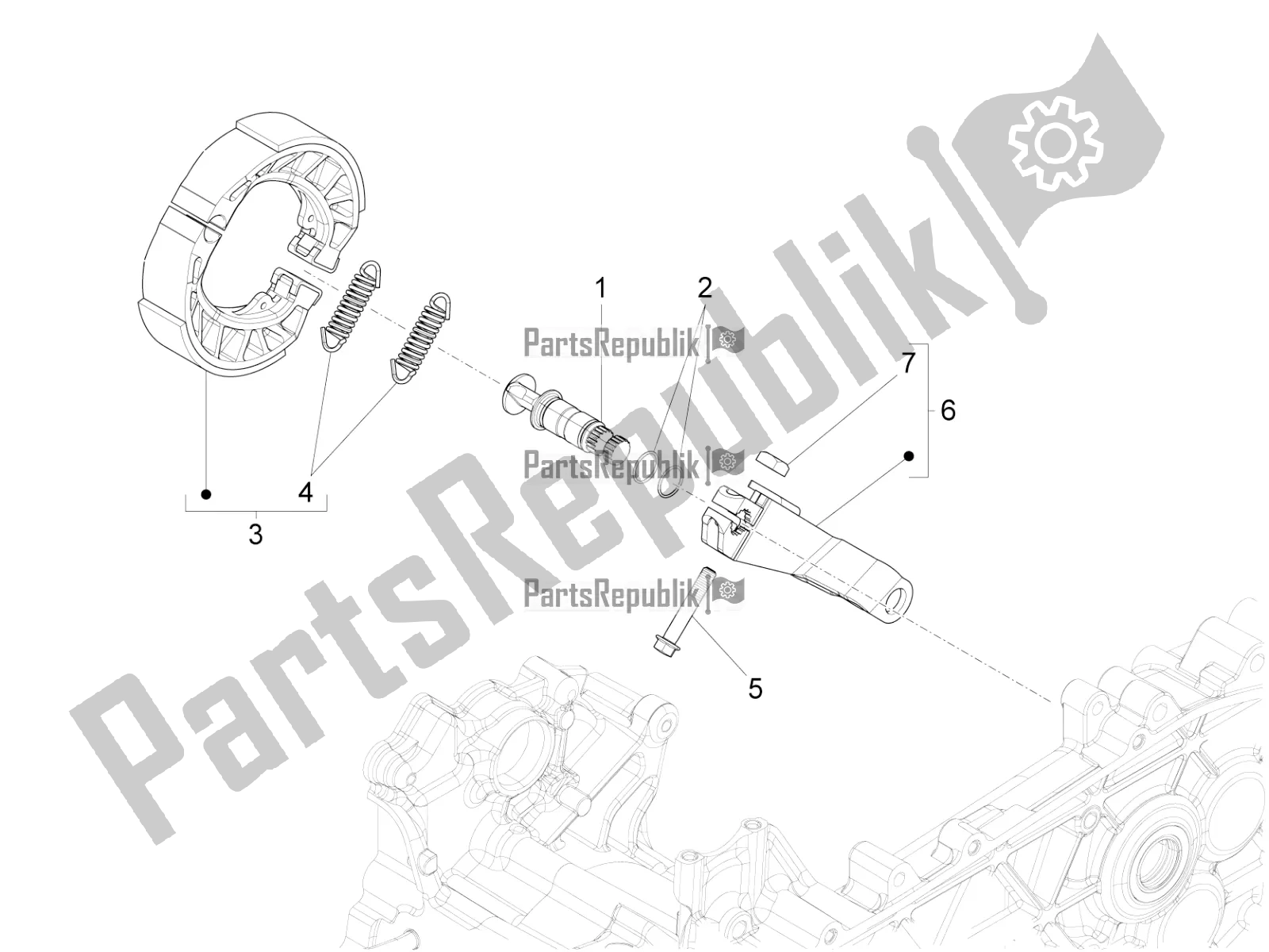 All parts for the Rear Brake - Brake Jaw of the Piaggio Liberty 150 Iget ABS Apac 2020