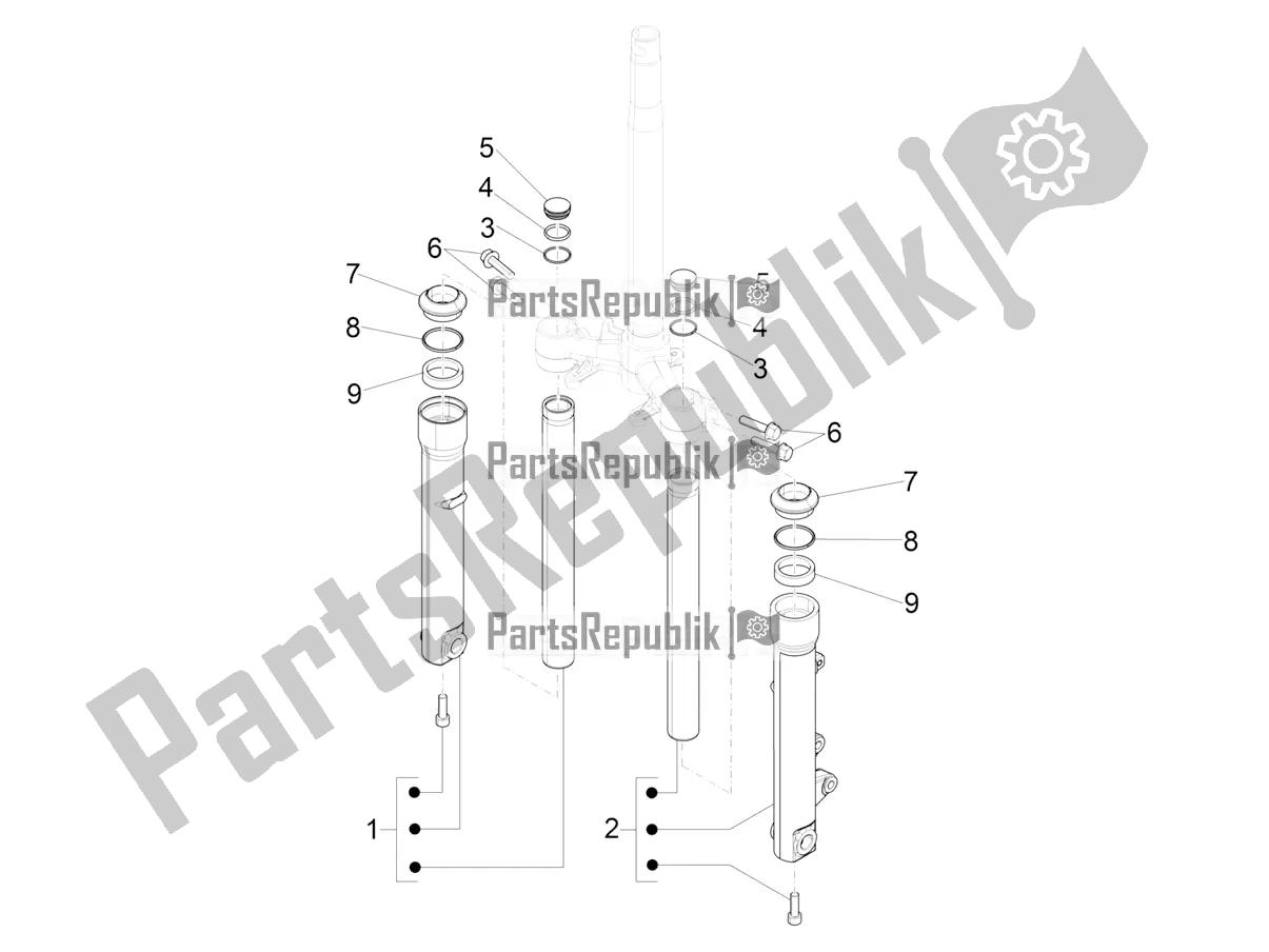 Todas as partes de Fork's Components (showa) do Piaggio Liberty 150 Iget ABS USA 2017