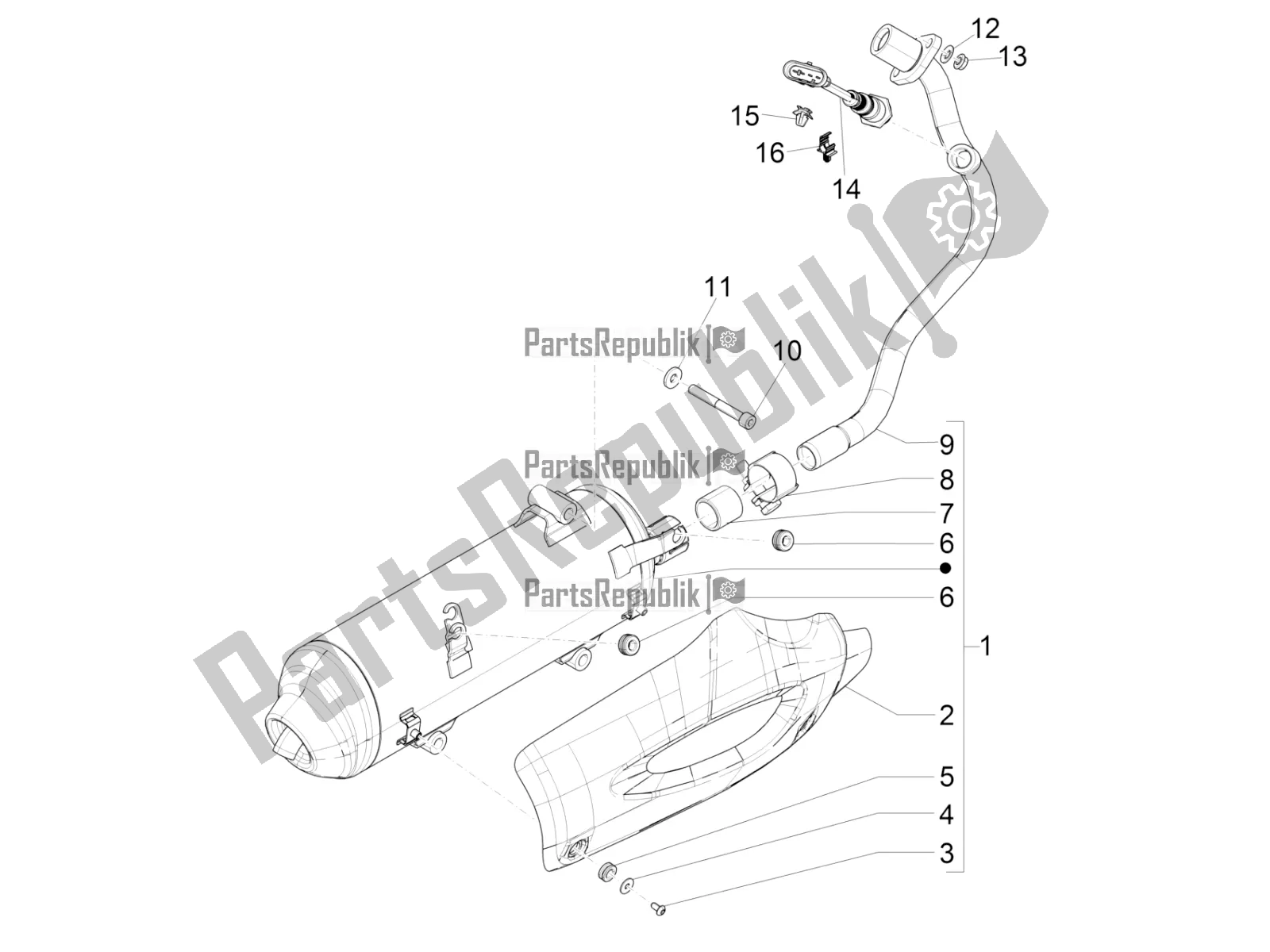 Tutte le parti per il Silenziatore del Piaggio Liberty 150 Iget ABS USA 2017