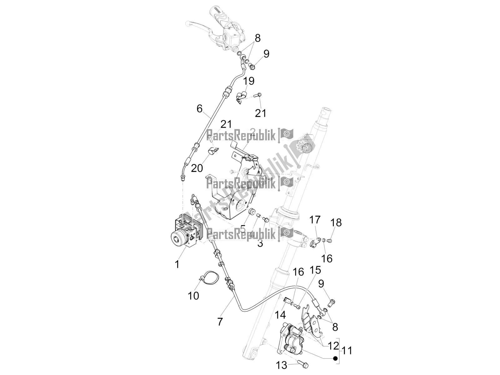 Tutte le parti per il Tubi Freni - Pinze (abs) del Piaggio Liberty 150 Iget ABS USA 2018