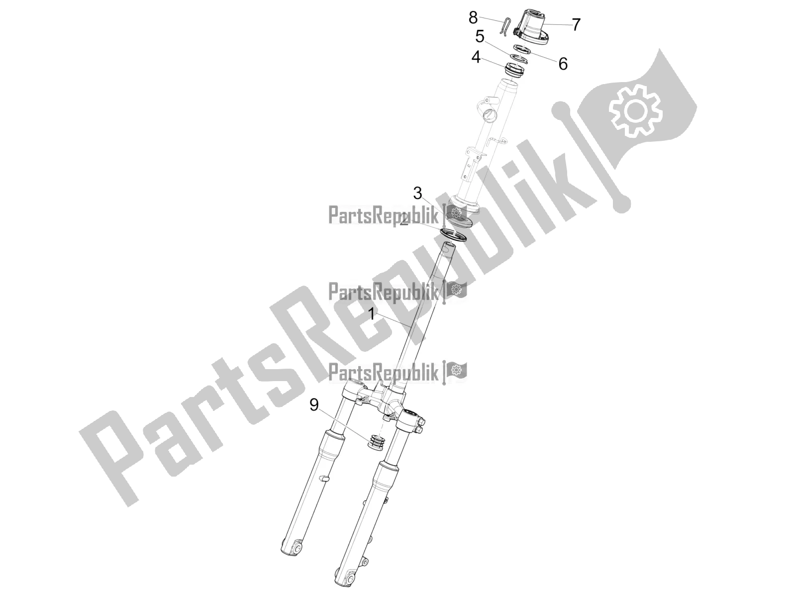 Tutte le parti per il Forcella / Tubo Sterzo - Unità Cuscinetto Sterzo del Piaggio Liberty 150 Iget ABS USA 2018