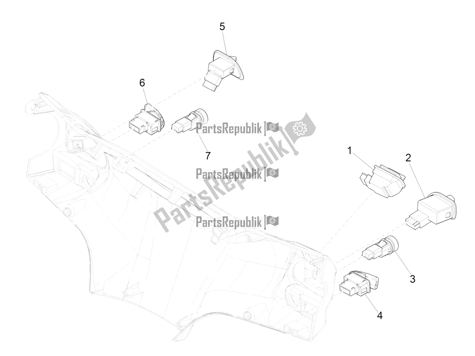 Wszystkie części do Selektory - Prze?? Czniki - Przyciski Piaggio Liberty 150 Iget ABS USA 2018