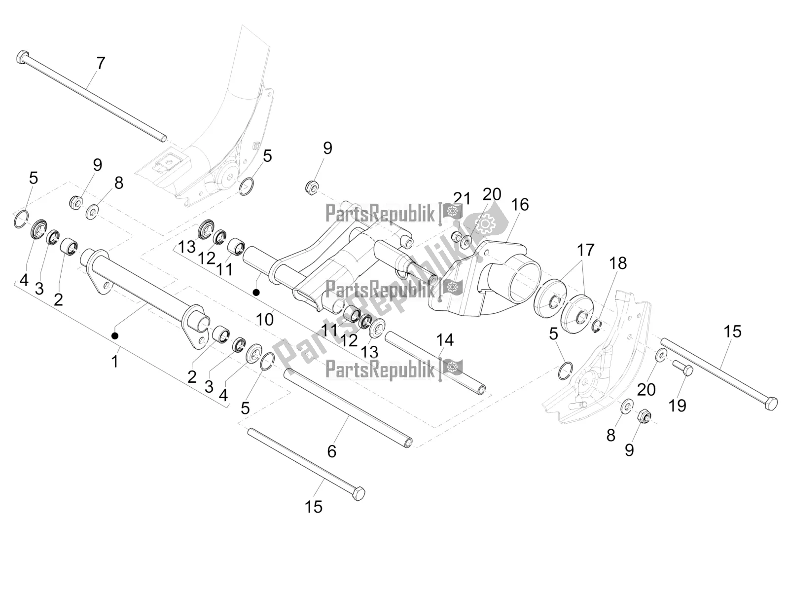 Todas las partes para Brazo Oscilante de Piaggio Liberty 150 Iget ABS USA 2018