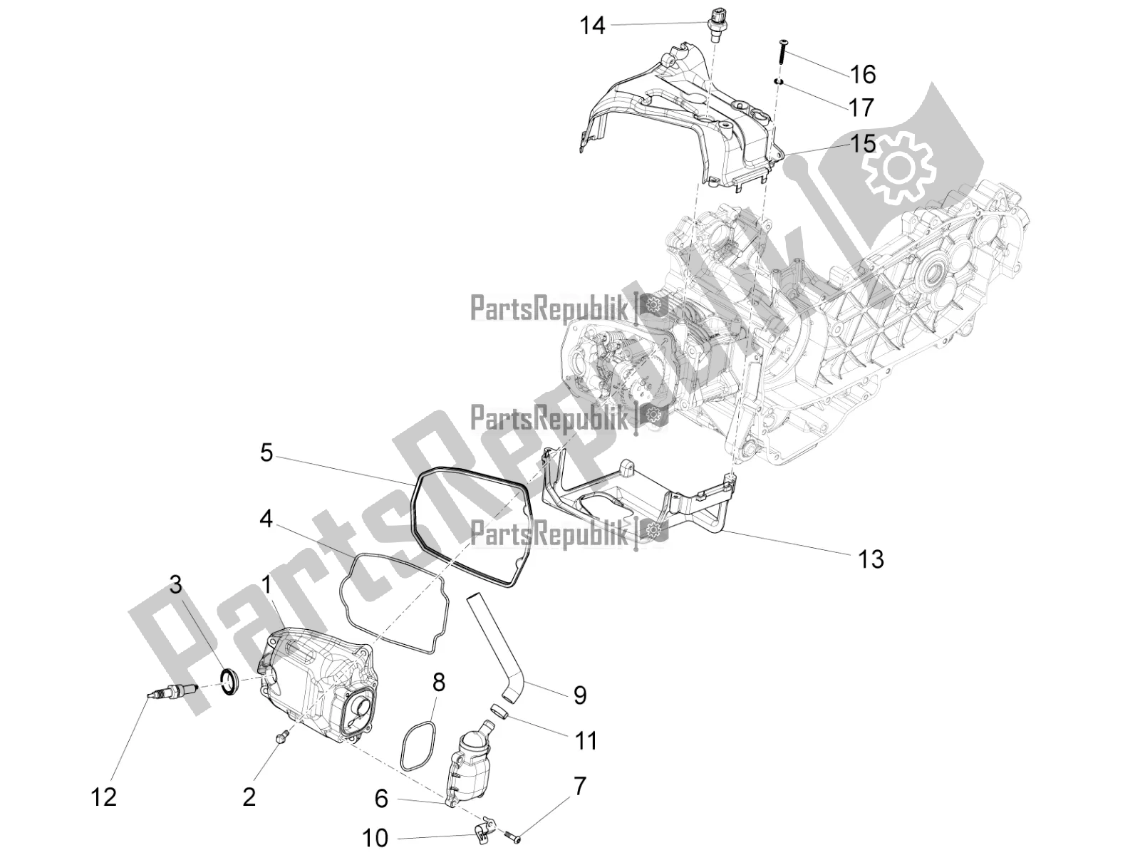 Toutes les pièces pour le Le Couvre-culasse du Piaggio Liberty 150 Iget ABS USA 2019