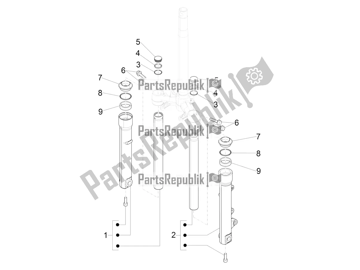 All parts for the Fork's Components (showa) of the Piaggio Liberty 150 Iget ABS USA 2019