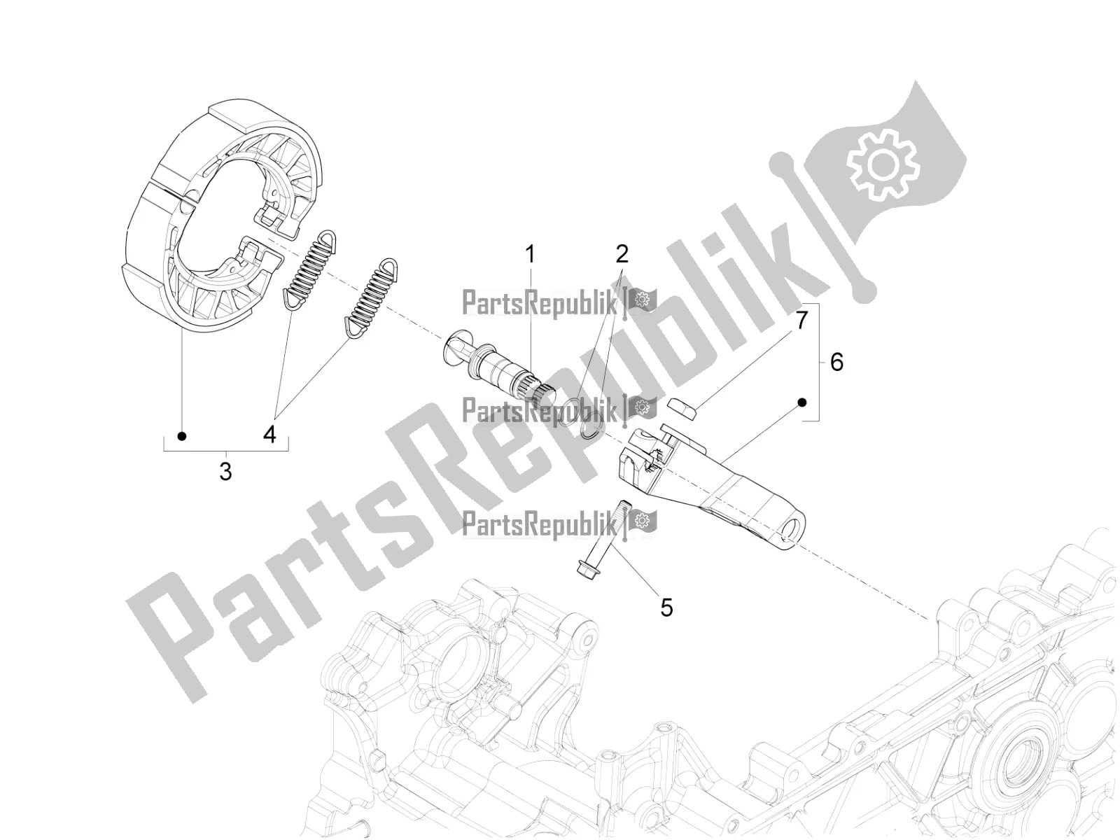 Toutes les pièces pour le Frein Arrière - Mâchoire De Frein du Piaggio Liberty 150 Iget ABS USA 2019