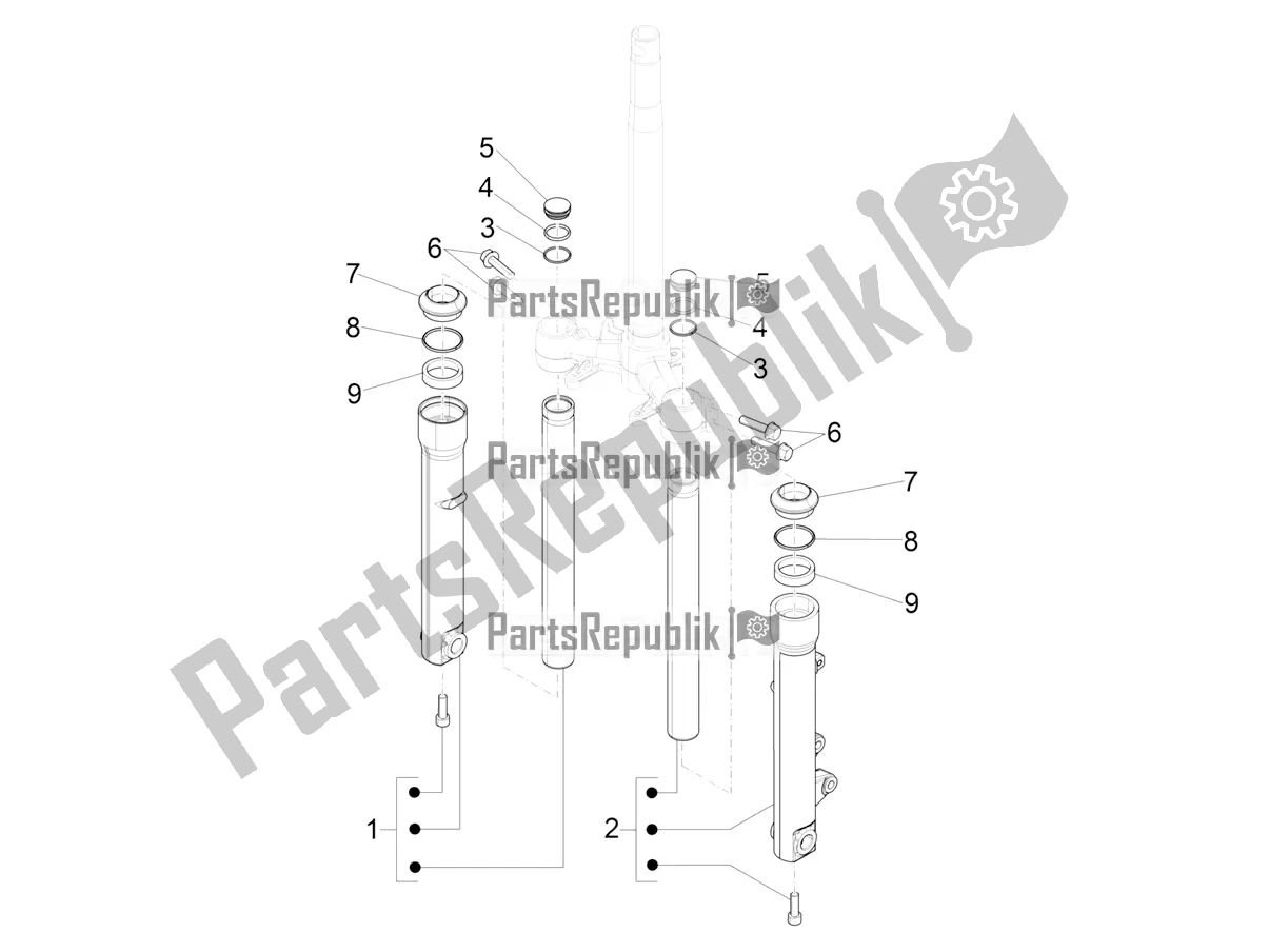 Toutes les pièces pour le Fork's Components (showa) du Piaggio Liberty 150 Iget ABS USA 2020