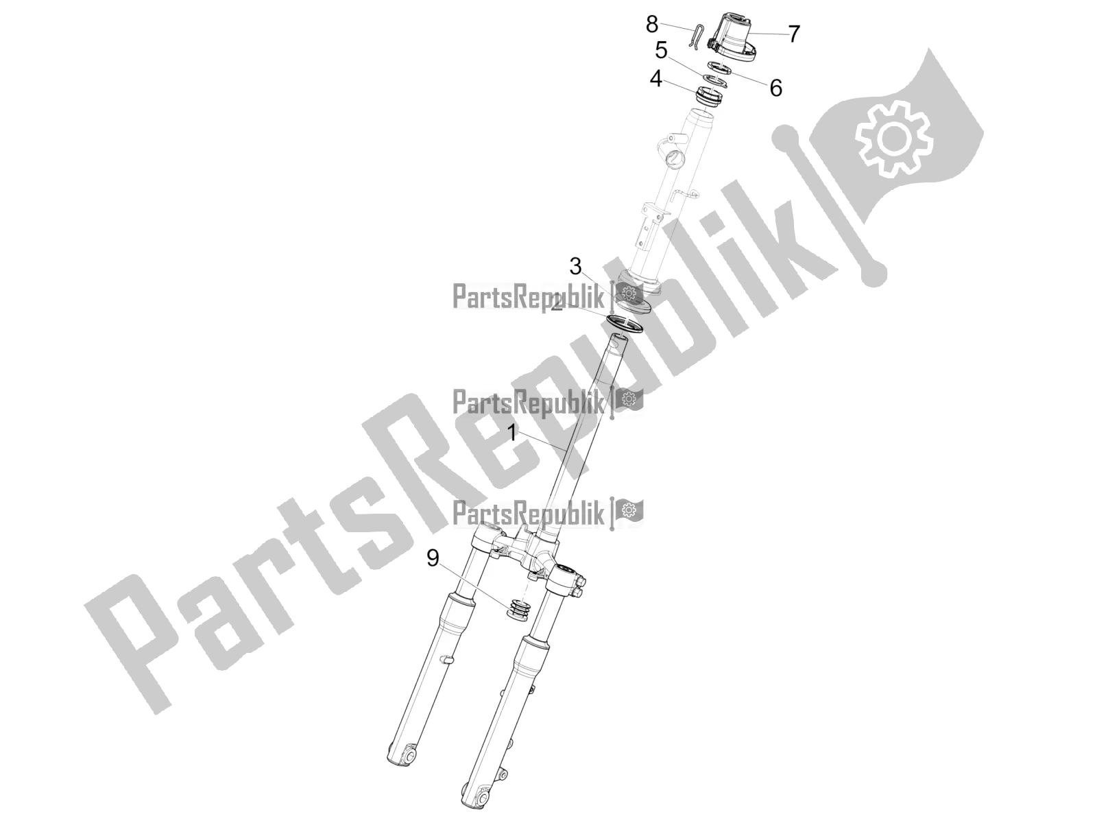 Todas as partes de Garfo / Tubo De Direção - Unidade De Rolamento De Direção do Piaggio Liberty 150 Iget ABS USA 2020