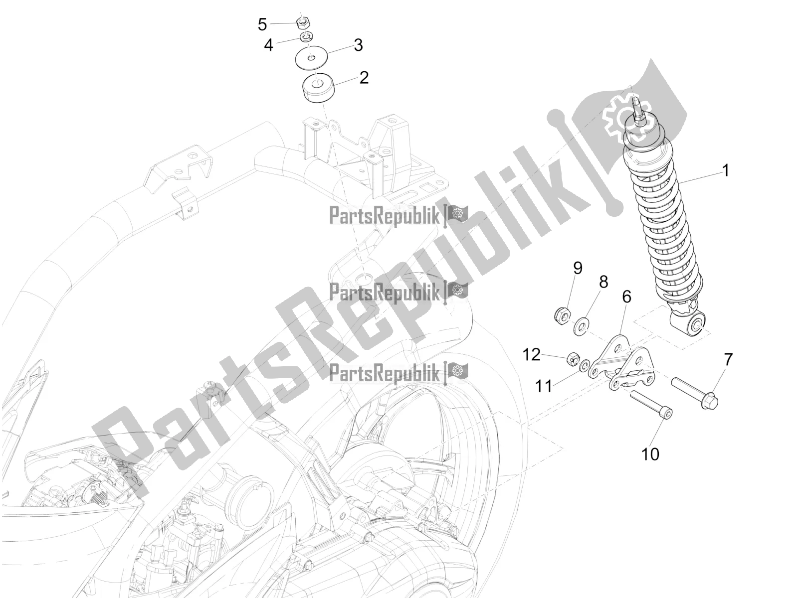 All parts for the Rear Suspension - Shock Absorber/s of the Piaggio Liberty 150 Iget ABS USA 2020