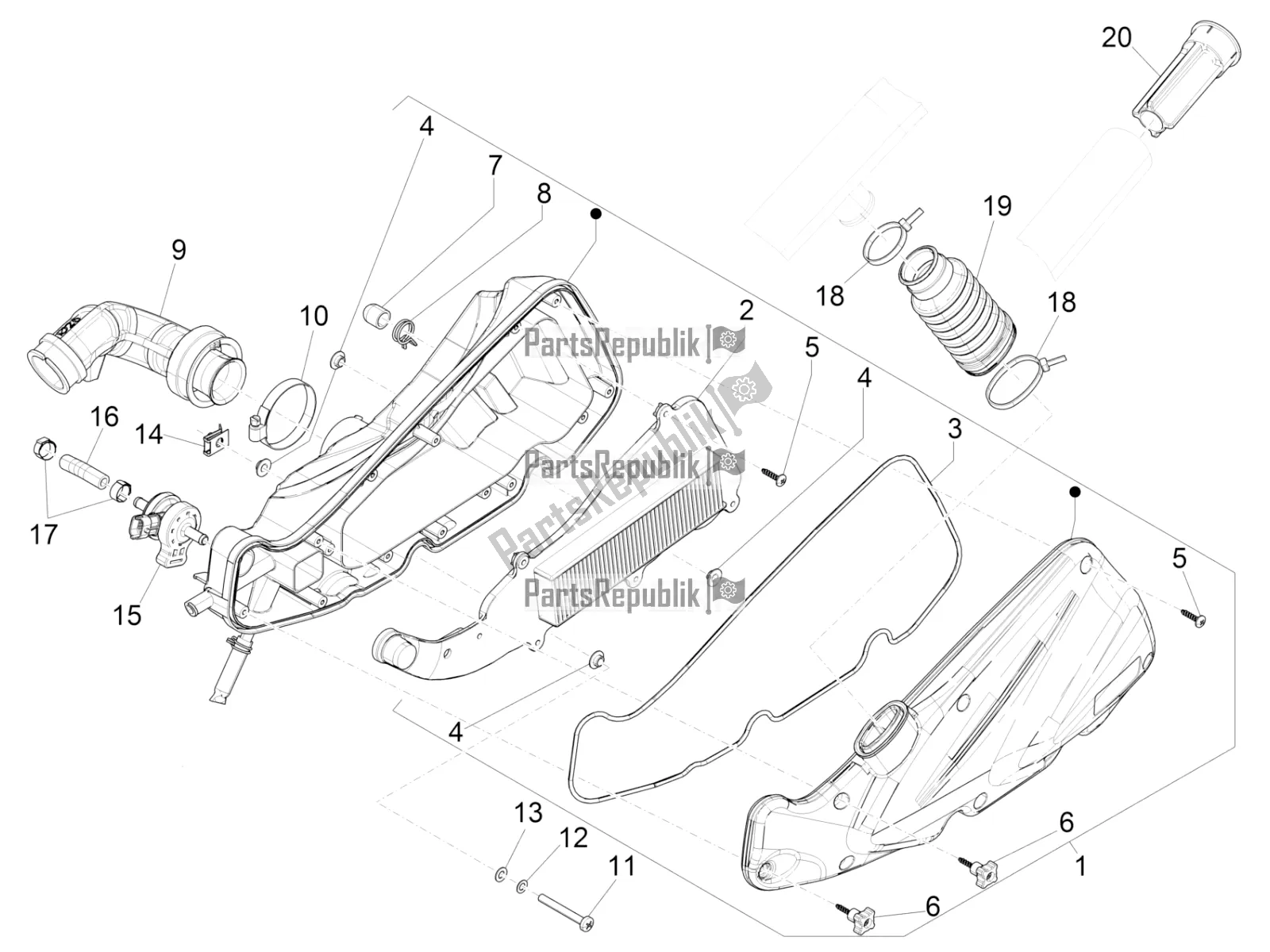 Wszystkie części do Filtr Powietrza Piaggio Liberty 150 Iget ABS USA 2021