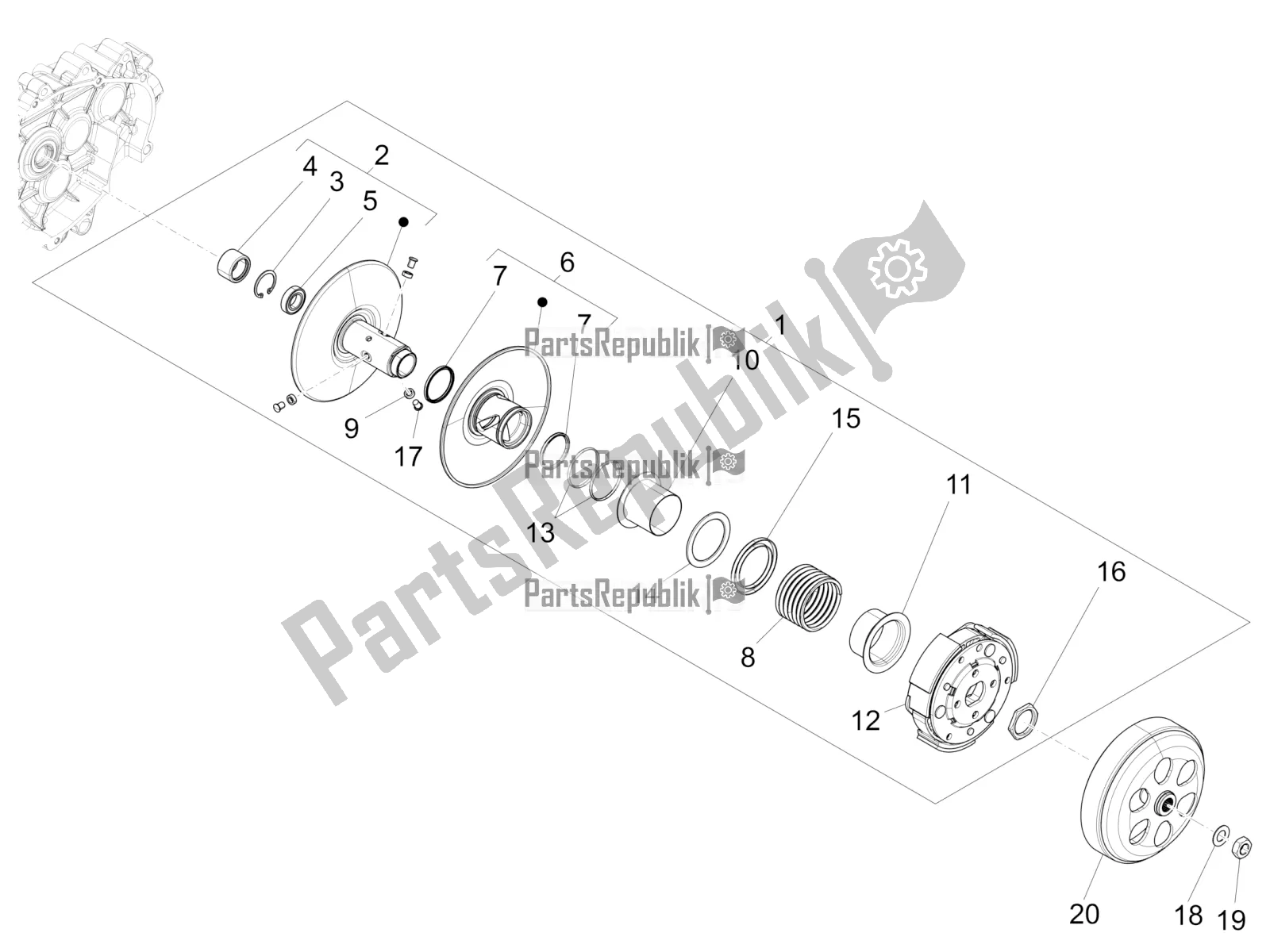 Toutes les pièces pour le Poulie Menée du Piaggio Liberty 150 Iget ABS USA 2021