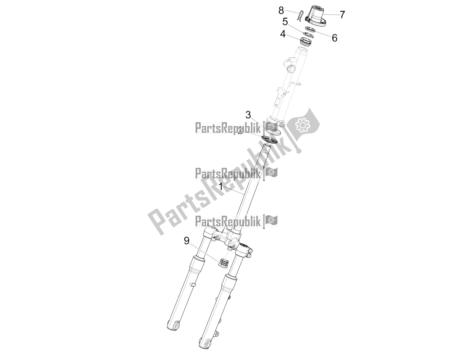 Todas as partes de Garfo / Tubo De Direção - Unidade De Rolamento De Direção do Piaggio Liberty 150 Iget ABS USA 2021