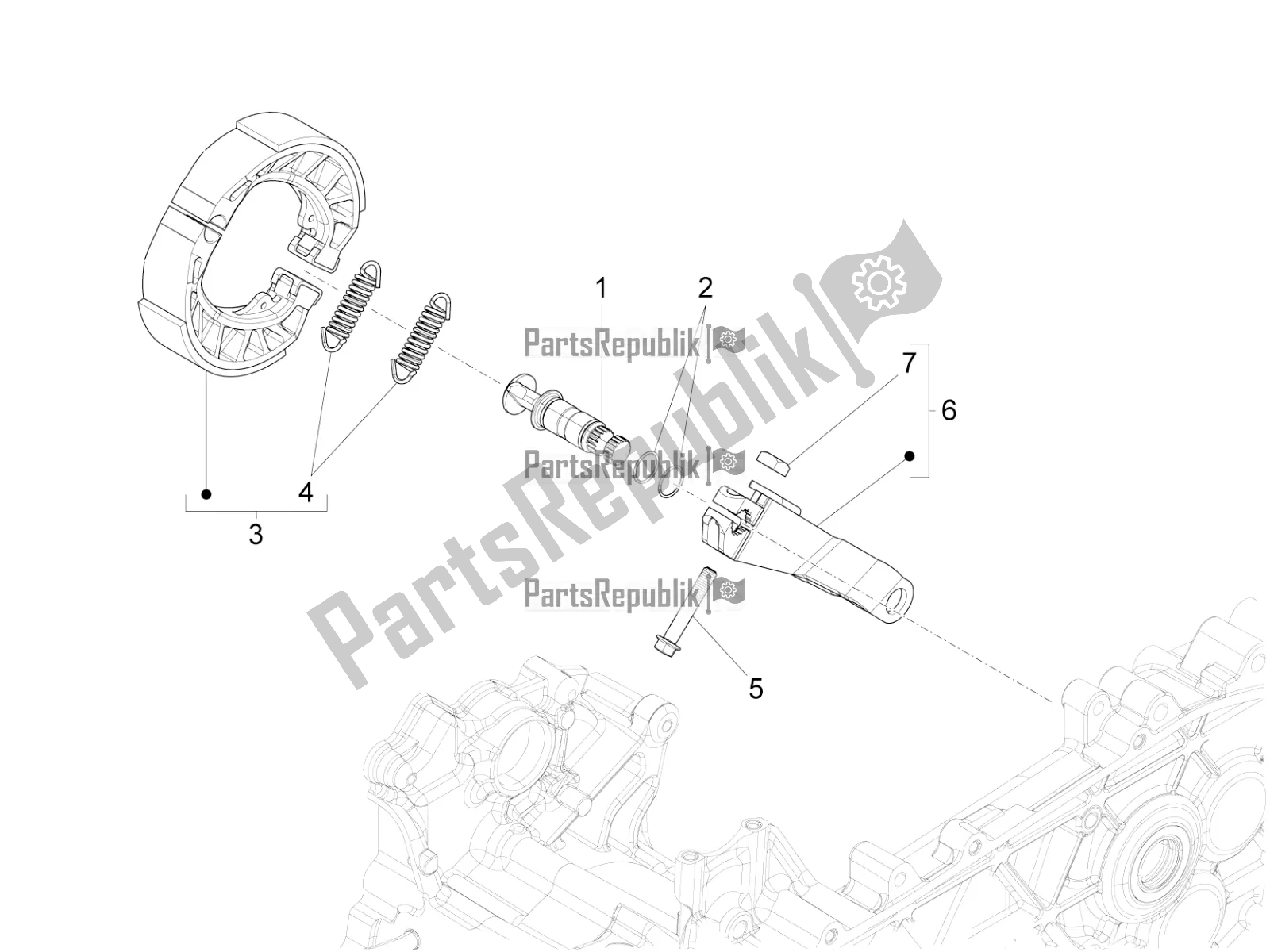 All parts for the Rear Brake - Brake Jaw of the Piaggio Liberty 150 Iget ABS USA 2021