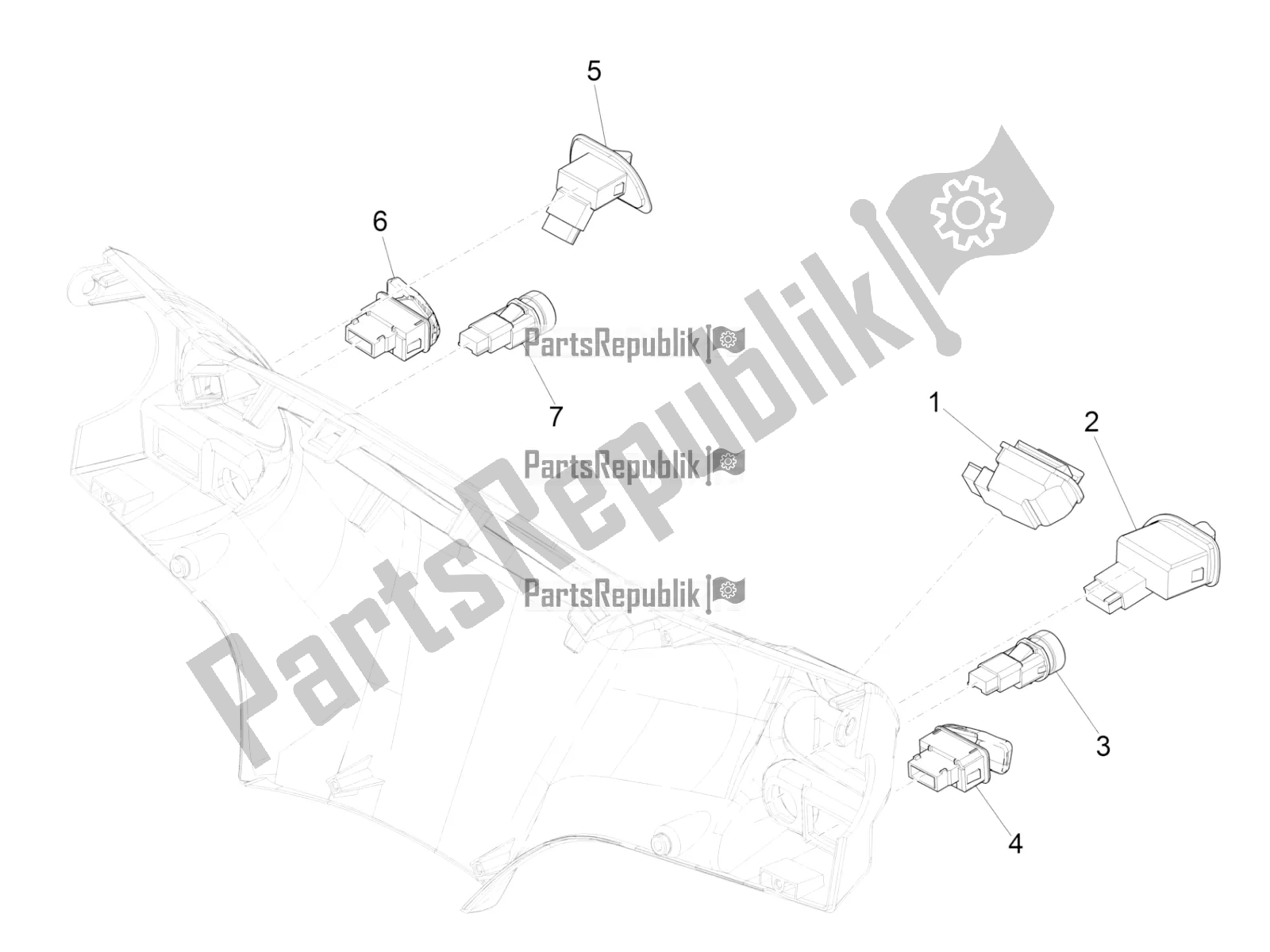 Tutte le parti per il Selettori - Interruttori - Pulsanti del Piaggio Liberty 150 Iget ABS USA 2021