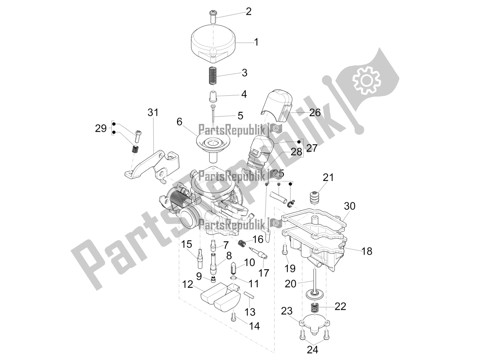 Tutte le parti per il Componenti Del Carburatore del Piaggio Liberty 50 4T 2016